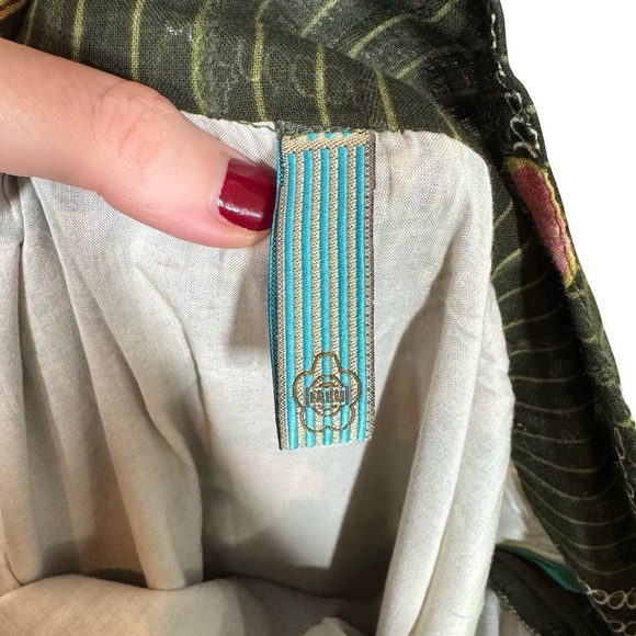 FARM Rio Olive Green Floral Tiered Midi Skirt with Yellow Embroidery - Picture 5 of 9